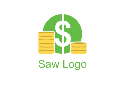 dollar sign inside circle with coins logo
