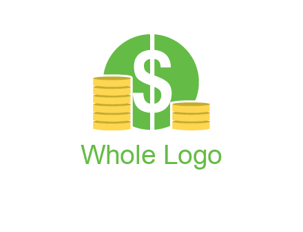 dollar sign inside circle with coins logo