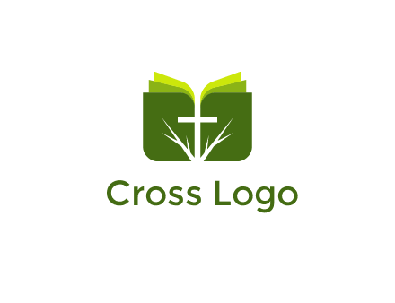 cross and leaves logo