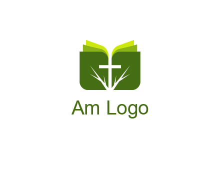 cross and leaves logo