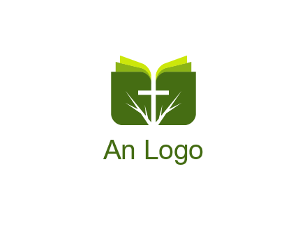 cross and leaves logo