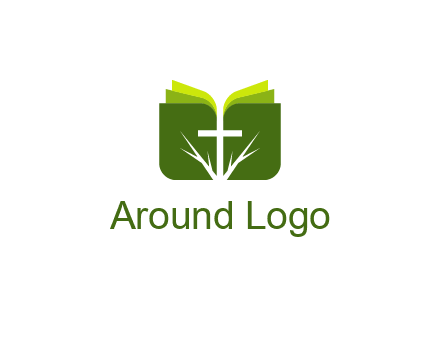cross and leaves logo