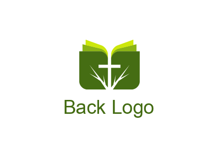 cross and leaves logo