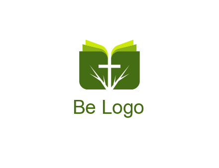 cross and leaves logo