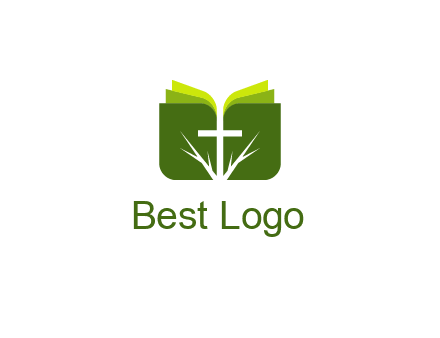 cross and leaves logo