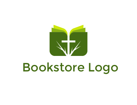 cross and leaves logo