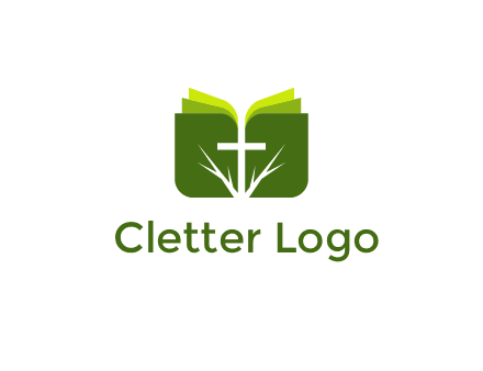 cross and leaves logo