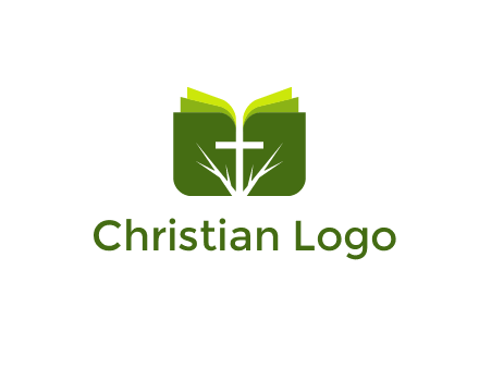 cross and leaves logo