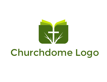cross and leaves logo