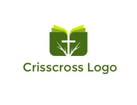 cross and leaves logo