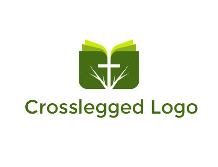 cross and leaves logo