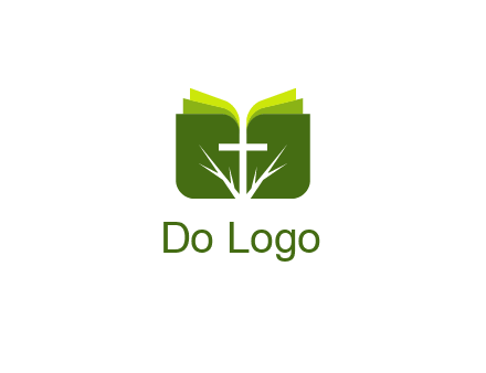 cross and leaves logo