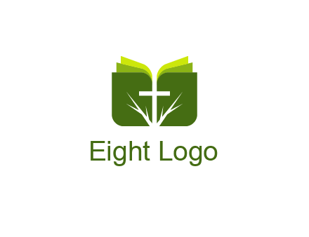 cross and leaves logo