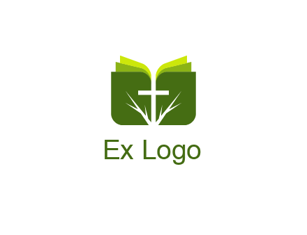 cross and leaves logo