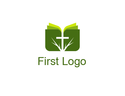 cross and leaves logo