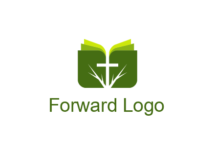 cross and leaves logo