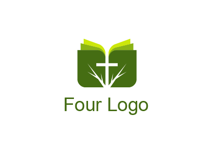 cross and leaves logo