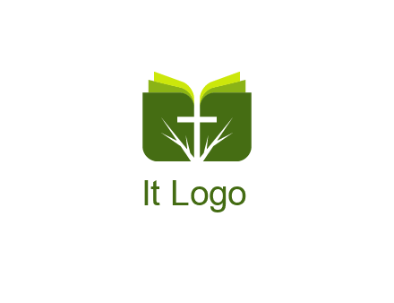 cross and leaves logo