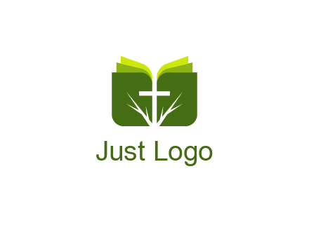 cross and leaves logo