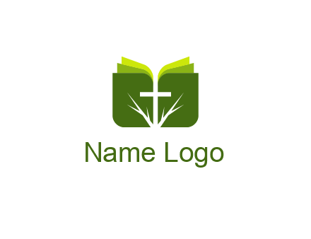 cross and leaves logo