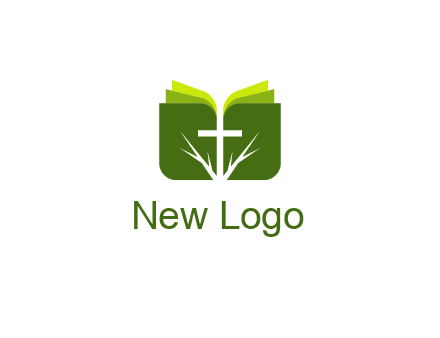 cross and leaves logo