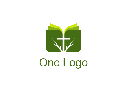 cross and leaves logo