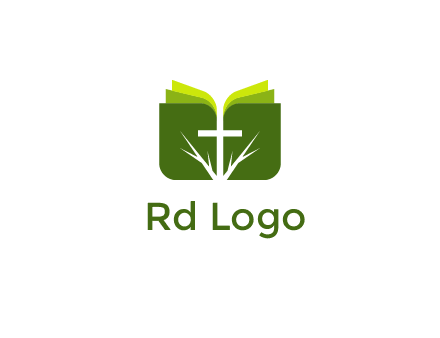cross and leaves logo