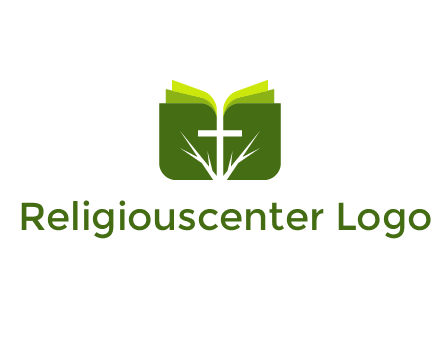 cross and leaves logo