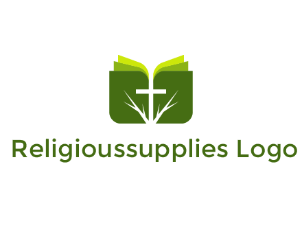 cross and leaves logo