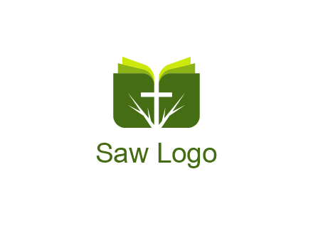 cross and leaves logo