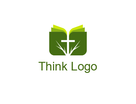 cross and leaves logo
