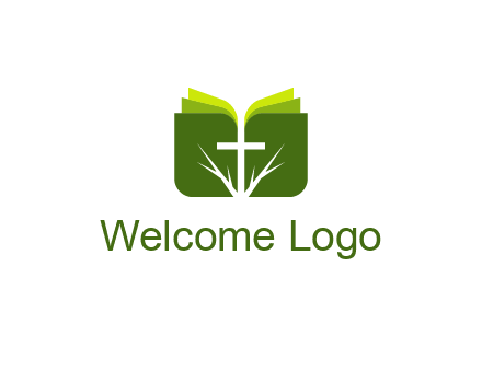 cross and leaves logo