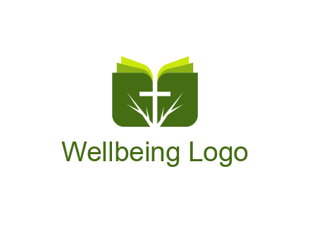 cross and leaves logo