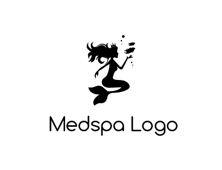 mermaid playing with fish icon
