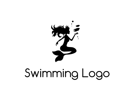 mermaid playing with fish icon