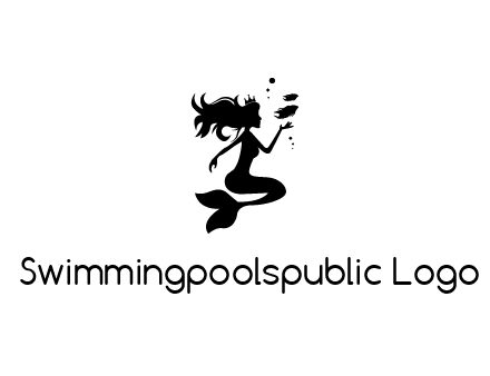 mermaid playing with fish icon