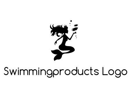 mermaid playing with fish icon