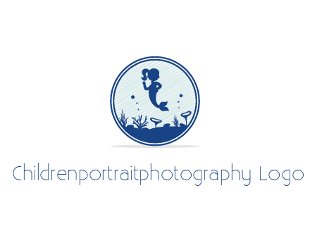 mermaid inside aquarium illustration