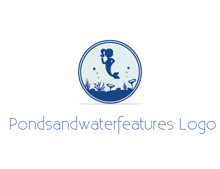 mermaid inside aquarium illustration
