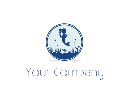 mermaid inside aquarium illustration