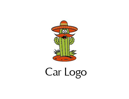 cactus with sombrero and mustache illustration