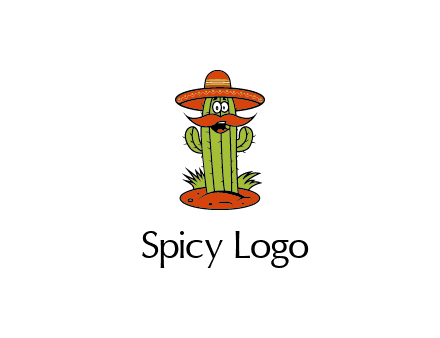 cactus with sombrero and mustache illustration