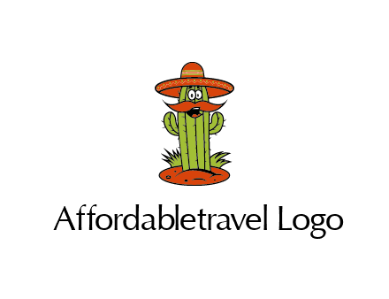 cactus with sombrero and mustache illustration