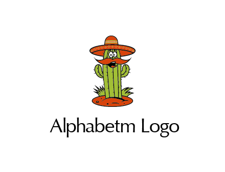 cactus with sombrero and mustache illustration
