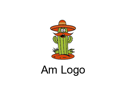 cactus with sombrero and mustache illustration