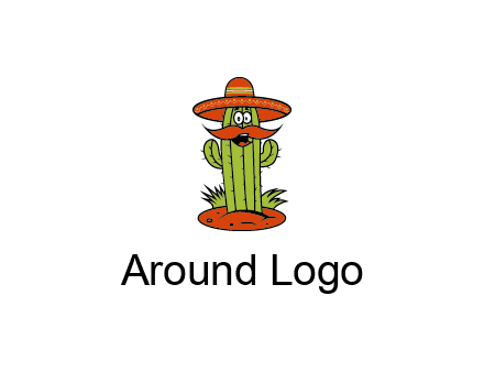 cactus with sombrero and mustache illustration
