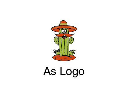 cactus with sombrero and mustache illustration