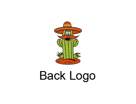cactus with sombrero and mustache illustration