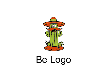 cactus with sombrero and mustache illustration