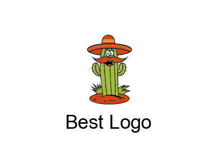 cactus with sombrero and mustache illustration